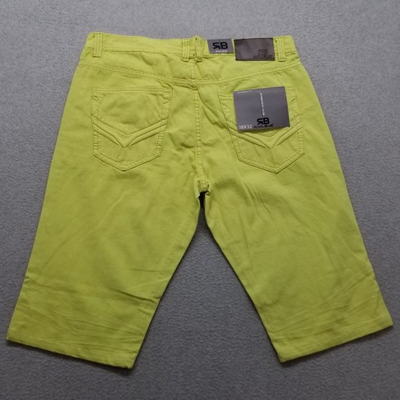 Royal Blue Shorts Mens 38 Neon Yellow Chino Pockets Casual Cotton Outdoor - Picture 8 of 9